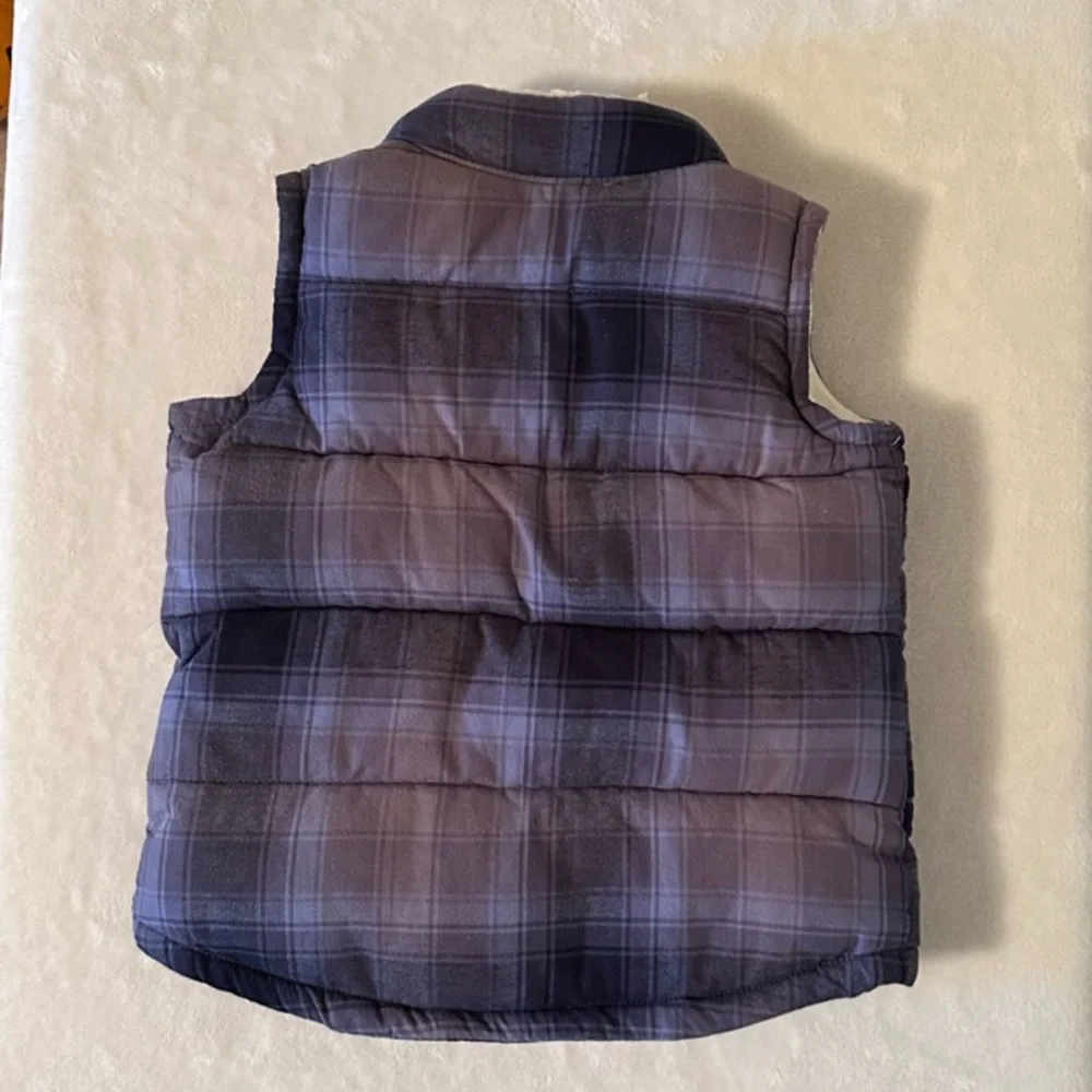 Old Navy Plaid Puffer Vest with Sherpa Lining